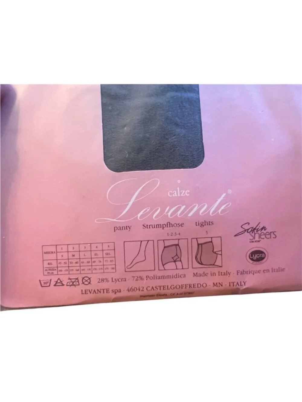 Levante Vision Opaque Pantyhose Lot Of 2 Tag 3 Bronze & Grigio Italy 14-15 Den.